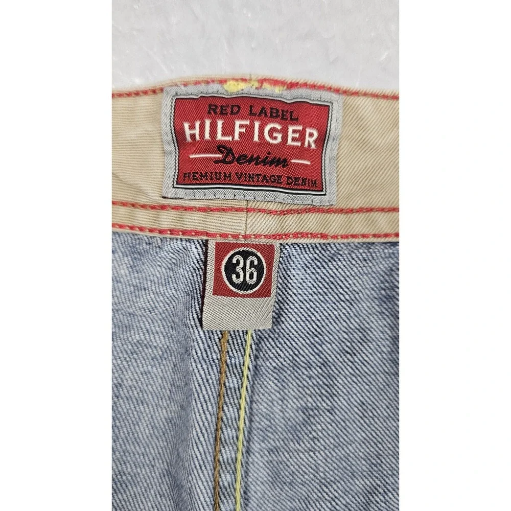 Tommy Hilfiger Jean Shorts Mens 36 Blue Baggy‎ Cargo Distressed Red Label Denim